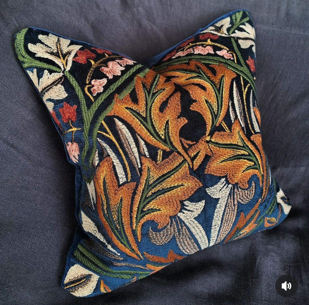Medium William Morris Embroidery Cushion 38 x 38cm