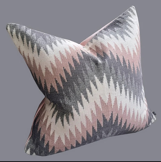 XL Giant Pink and Grey Zig Zag Cushion 65 x 65 cm
