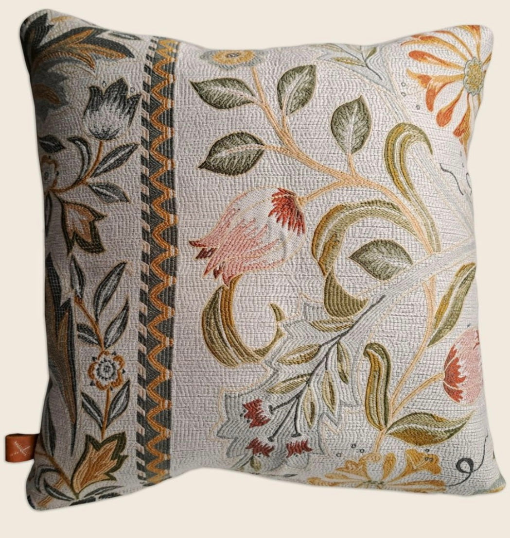 Medium Wilhelmina Weave Linen Cushion with Velvet Back 38 x 38cm
